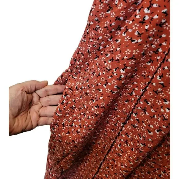 Sister Mary Embroidered Brown Floral Veronica Dress Small Boho Cottagecore - Picture 5 of 10